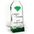 Optic Crystal Award w/ Emerald Crystal Accent (5"x12"x3 1/2")